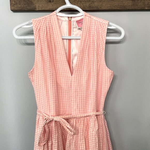 Kate Spade Midi Dress size 2 pink and white checker pattern with pockets! - Picture 5 of 9